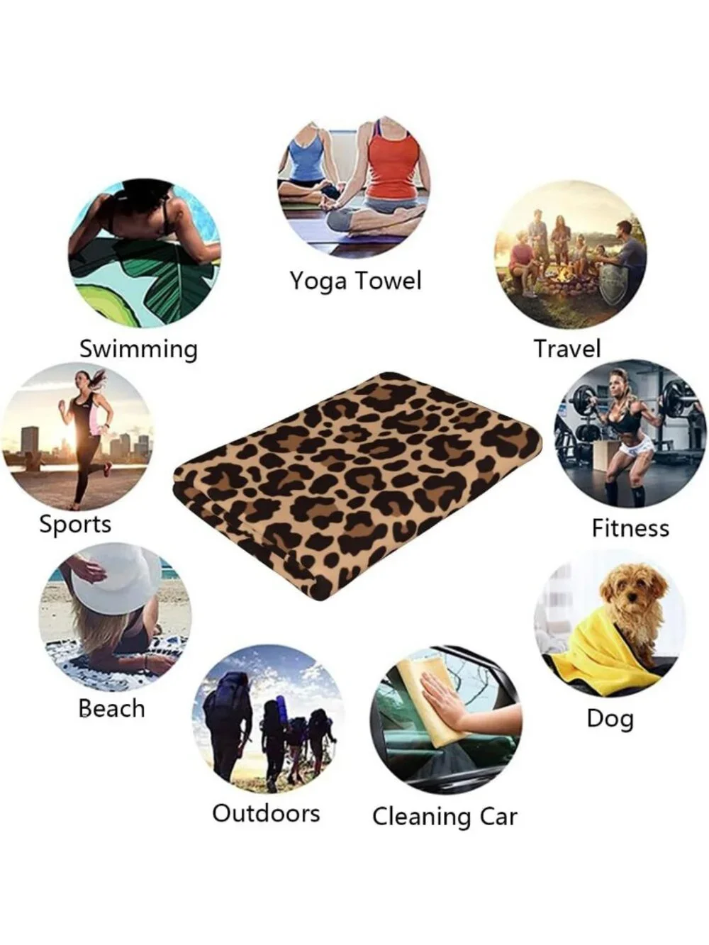 Leopard Print Quick-Dry Beach Towel | Lightweight Absorbent Pool & Travel Towel